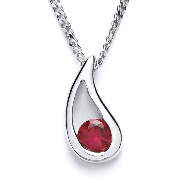 RP Silver Pendant Red Crystal 