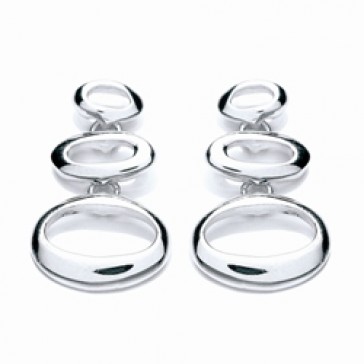 RP Silver Earrings FF 3 Open Ovals Drops