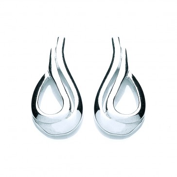 RP Silver Earrings FF Open Pear Studs
