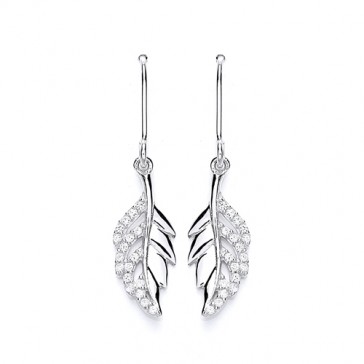 RP Silver Earrings HW CZ Leaf Drops