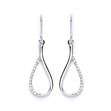 RP Silver Earrings HW CZ Open Pear Drops