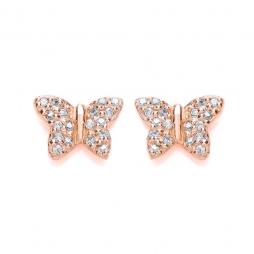 RGP Silver Earrings FF CZ Butterfly Studs