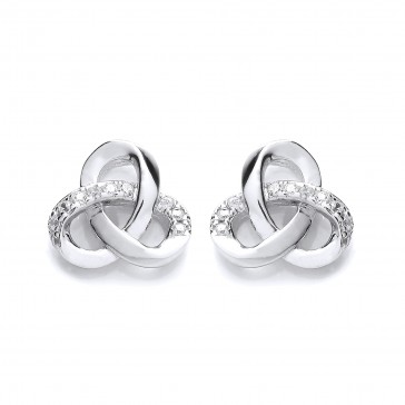 RP Silver Earrings FF CZ Knot Studs
