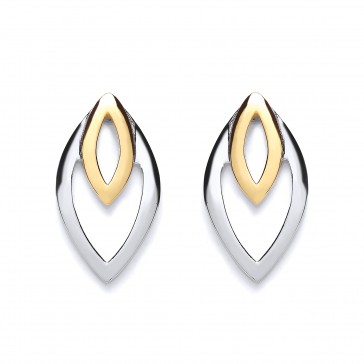 RP/GP Silver Earrings HW Open Double Ellipse Studs