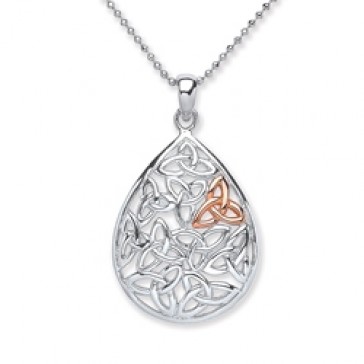 Rhodium Plated/Rose Gold Plated Silver Pendant Celtic 