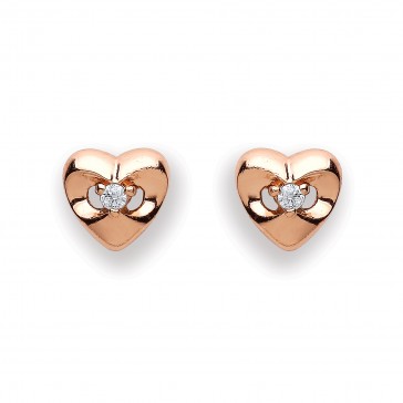 RGP Silver Earrings FF CZ Heart Studs