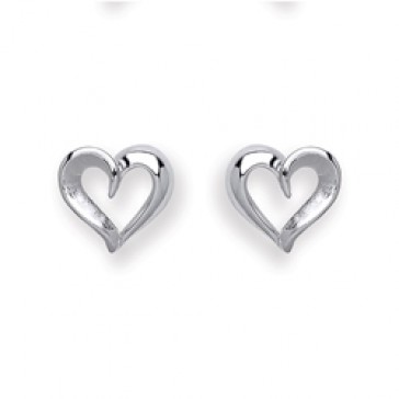RP Silver Earrings FF Matt/Polish Open Heart Studs 