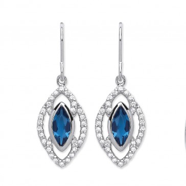 RP Silver Earrings HW Blue Crystal/CZ Fancy Drops