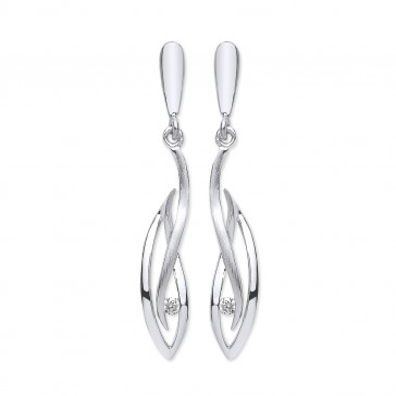 RP Silver Earrings FF CZ Matt/Polish Fancy Drops
