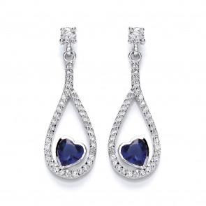 RP Silver Earrings FF Sapphire CZ Open Drops