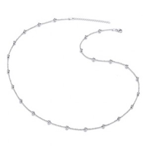 Rhodium Plated Silver Necklet Ball 22/24"
