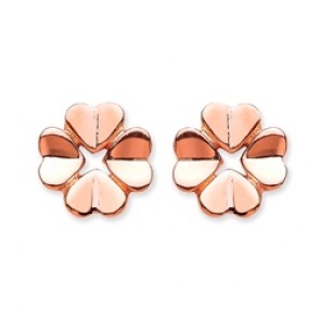 Rose Gold Plated Silver Earrings F.F. Flower Studs