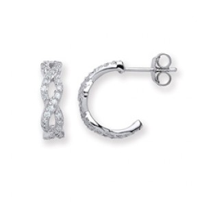 RP Silver Earrings FF CZ Wedding Ring