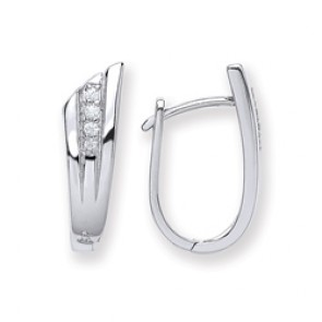 RP Silver Earrings CZ Huggies