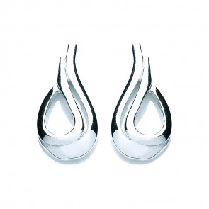 RP Silver Earrings FF Open Pear Studs
