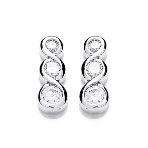 RP Silver Earrings FF 3 CZ Studs