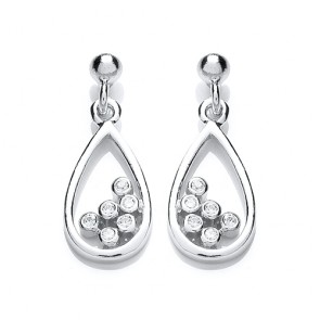 RP Silver Earrings FF CZ Open Pear Drops