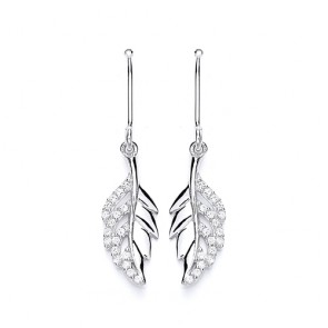 RP Silver Earrings HW CZ Leaf Drops
