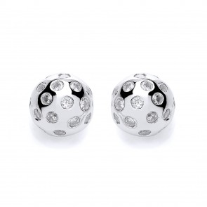 RP Silver Earrings FF CZ Ball Studs