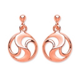 Rose Gold Plated Silver Earrings F.F. Sand/Polish Drops