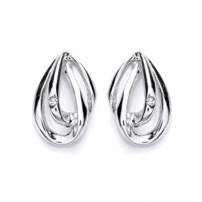 RP Silver Earrings FF CZ Fancy Studs