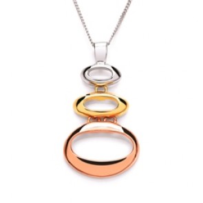 Three Colour Plated Silver Pendant Open Loops