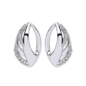 Rhodium Plated Silver Earrings F.F. C.Z. Fancy Studs