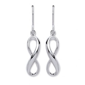 Rhodium Plated Silver Earrings H.W. Infinity Drops