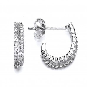 RP Silver Earrings FF CZ Wedding Ring 