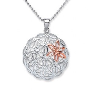 Rhodium Plated/Rose Gold Plated Silver Pendant Round