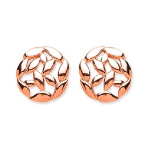 Rose Gold Plated Silver Earrings F.F. Round Studs
