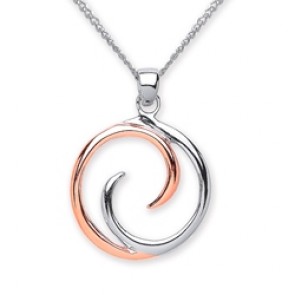 Rhodium Plated/Rose Gold Plated Silver Pendant Circle 