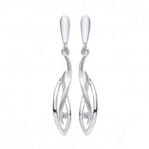 RP Silver Earrings FF CZ Matt/Polish Fancy Drops